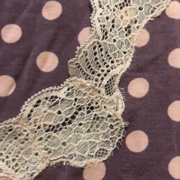 Soma Brand Women's Size Large Purple/Pink Polka Dot Lace Trim Nightgown - Picture 4 of 6